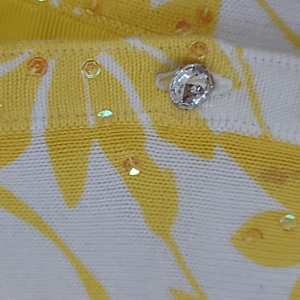 Berer2 By Takako Sakin Beaded Sequin Yellow Floral Cardigan XL - Picture 4 of 7